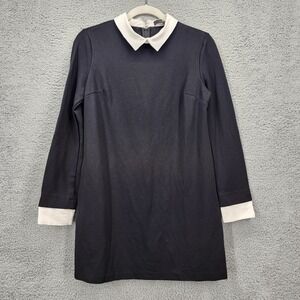 Cynthia Steffe Black Contrast Collar Long Sleeve Shift Dress Size 8 Mini Dress